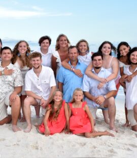 A large family on the beach.