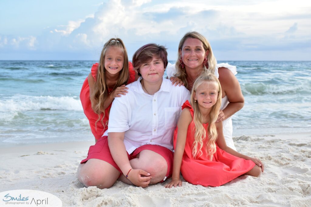 A family on the beach