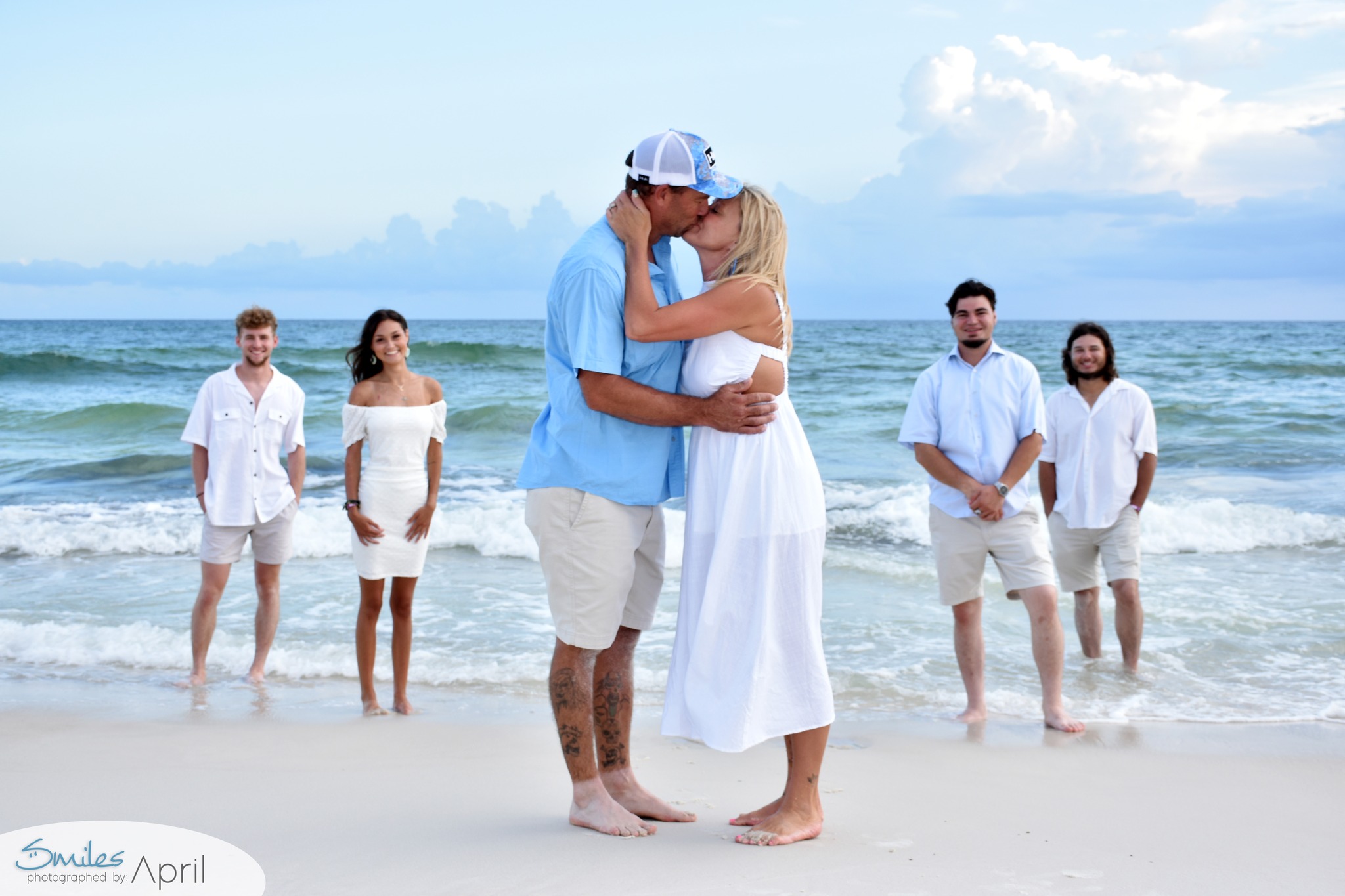 Couple kissing on destin beach