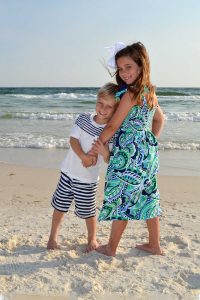 cute kids in a beach photo