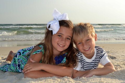 sister and brother beach photo