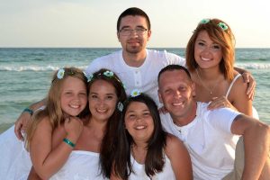 closeup of family smiling