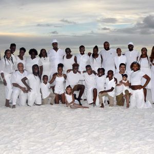 large family reunion group photo on the beach