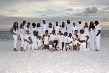 large family reunion group photo on the beach