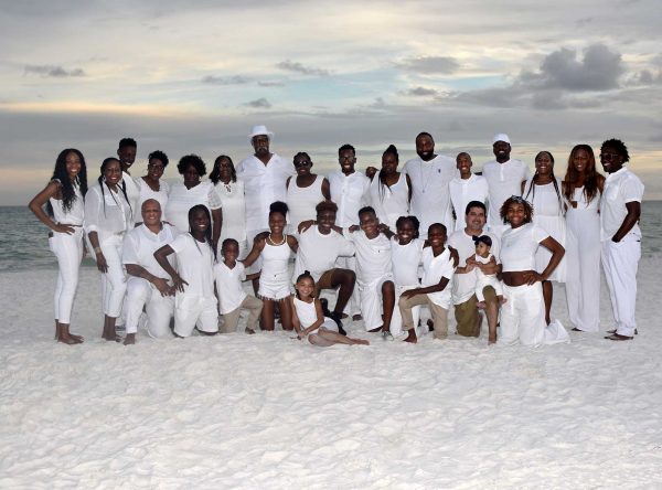 large family reunion group photo on the beach