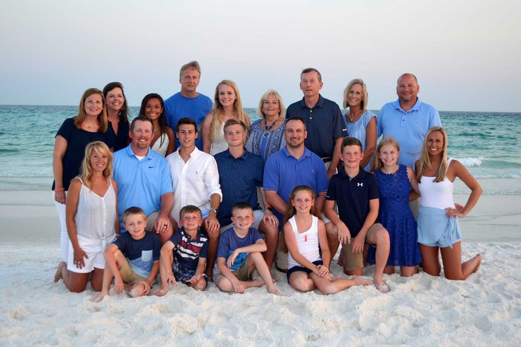 Large family posing for the camera