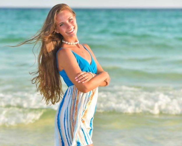 beautiful beach school photo of girl