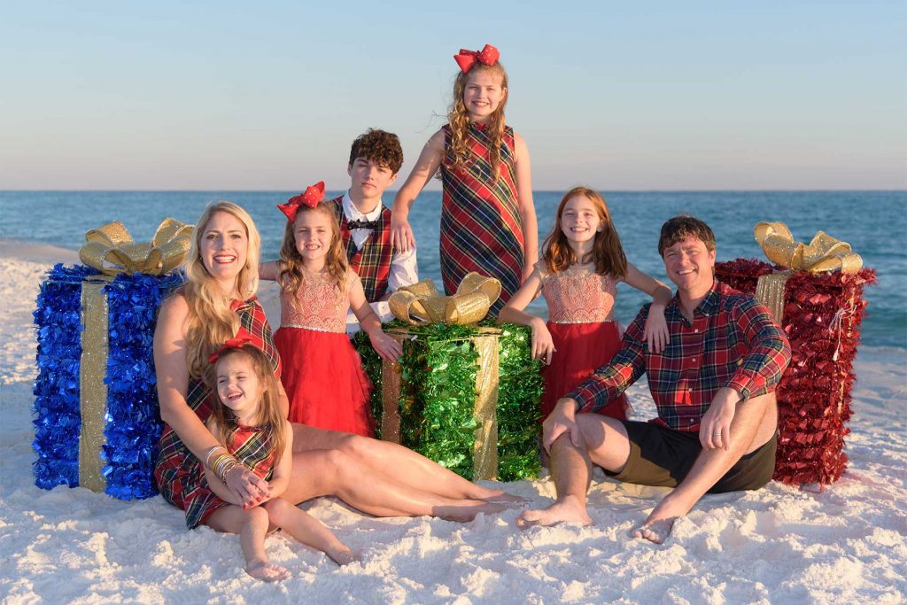 Family holiday beach photo with kids in Panama City Beach, FL.