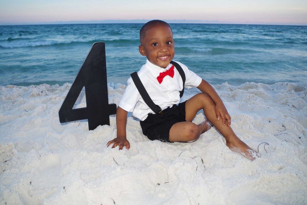little boy birthday photo at the beach in PCB