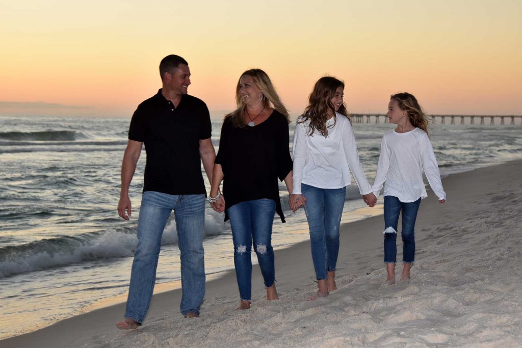 Family walking towards the camera