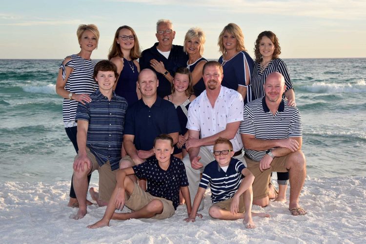 color coordinated group in a beach photo