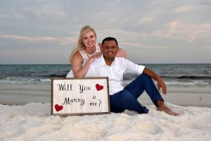 surprise proposal with sign