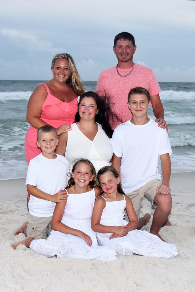 Family smiling for camera