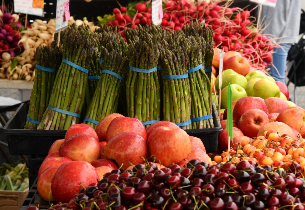 fruits and vegetables at a market