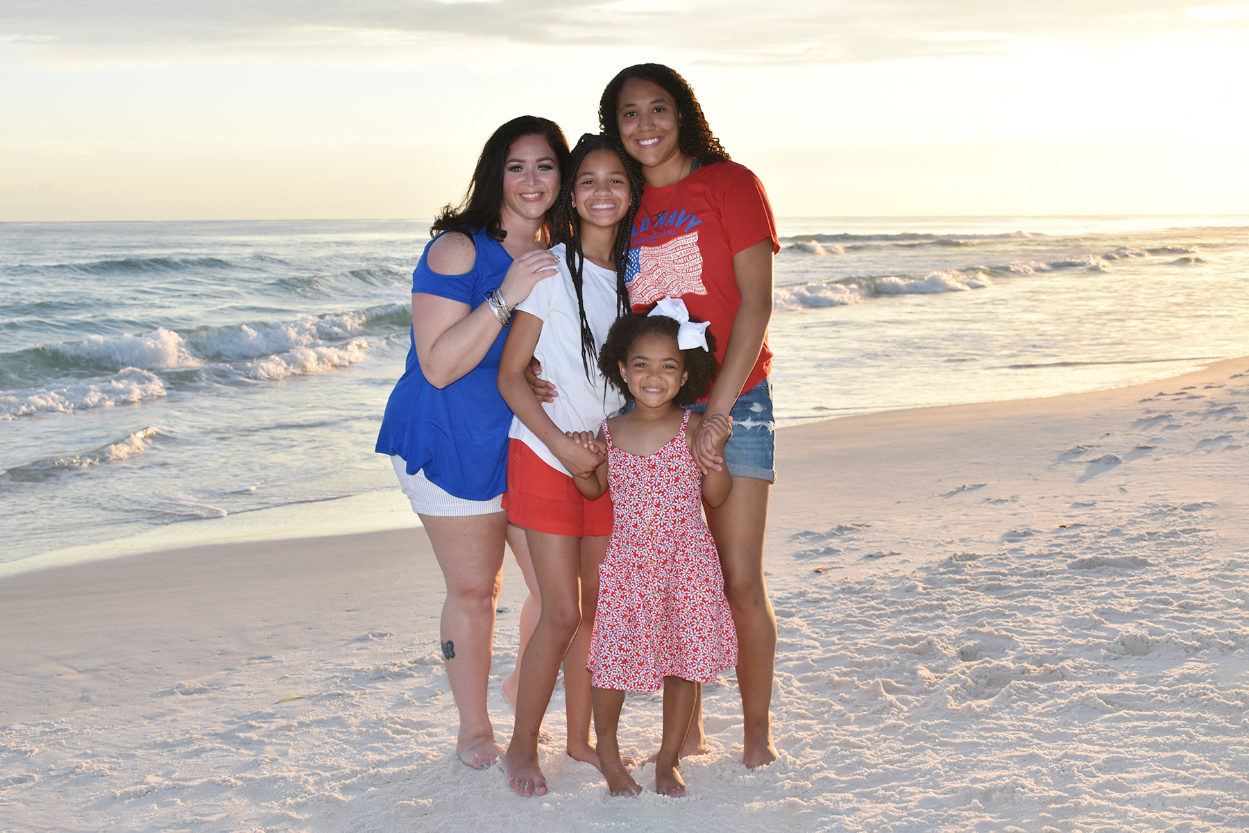 Cute red, white and blue outfits at the beach
