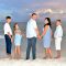 Family looking back and smiling during a sunset session with a Panama City beach photographer at Panama City Beach.